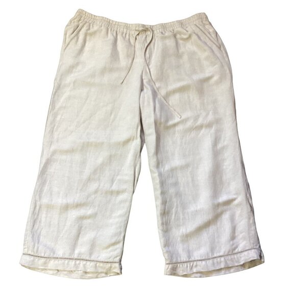 Lane Bryant Wide leg Pull on Linen Pants Plus Sz 26/28 Minimalist Neutral #38K - Picture 2 of 8